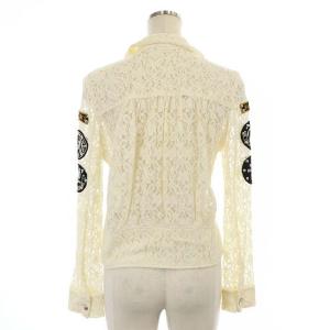 HYSTERIC GLAMOUR セットアップ 上下 レース ライダースジャケット ジップアップ ワッペン タイトスカート ミニ F S アイボリー 0142AB02