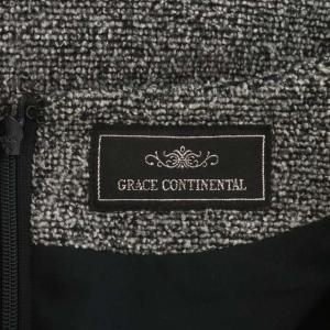 GRACE CONTINENTAL レースパッチワンピース ニット ロング 七分袖 38 グレー オフホワイト