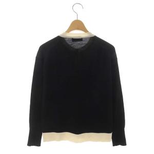 JOHN SMEDLEY ニット バイカラー カーディガン 長袖 S 黒 ライトベージュ ブラック