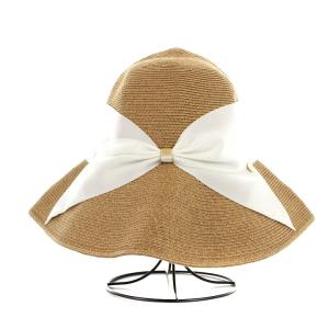Athena New York ペーパーハット 麦わら帽子 リボン ベージュ
