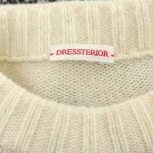 DRESSTERIOR ジャガードニット セーター 長袖 ボトルネック ウール モヘヤ混 38 オフホワイト 黒 ブラック