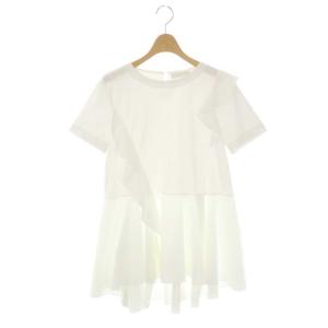 22SS 異素材コンビペプラムカットソー 半袖 プルオーバー 36 白 ホワイト