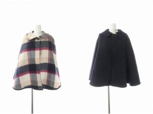 リバーシブルポンチョ コート アウター ショート ウール チェック 38 紺 ネイビー マルチカラー