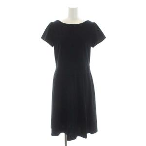 コンパクトコットンポンチワンピース 半袖 膝丈 チェック リボン 38 黒 赤 ブラック レッド