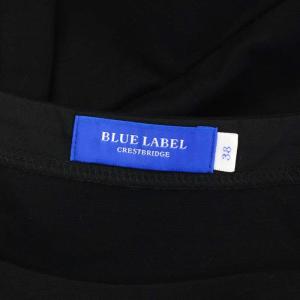 BLUE LABEL CRESTBRIDGE コンパクトコットンポンチワンピース 半袖 膝丈 チェック リボン 38 黒 赤 ブラック レッド