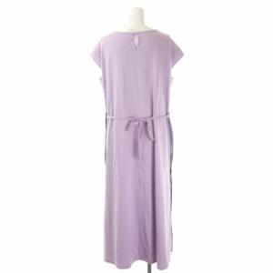 BLUE LABEL CRESTBRIDGE 21SS コンパクトクリアポンチワンピース フレンチスリーブ ロング サイドプリーツ チェック 38 紫 パープル