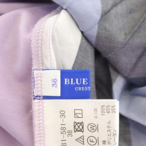 BLUE LABEL CRESTBRIDGE 21SS コンパクトクリアポンチワンピース フレンチスリーブ ロング サイドプリーツ チェック 38 紫 パープル