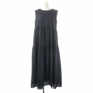 21SS ドライブロード ティアードワンピース ノースリーブ ロング チェック 38 紺 ネイビー