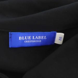 BLUE LABEL CRESTBRIDGE 21SS ドレープツイルワンピース ロング 長袖 ボウタイ チェック 38 黒 ブラック マルチカラー