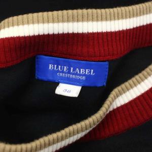 BLUE LABEL CRESTBRIDGE ハートエンブロイダリージャージーワンピース スウェット 膝丈 長袖 ハートワッペン 38 黒 ブラック マルチカラー