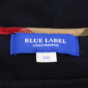 BLUE LABEL CRESTBRIDGE チェック 肩ボタン カカットソー 九部袖 長袖 プルオーバー 38 紺 ネイビー