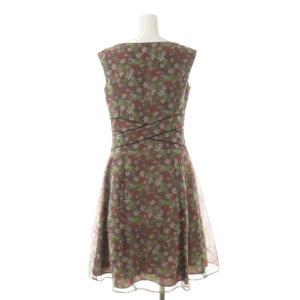 TOCCA liberty 花柄 ノースリーブ ワンピース ひざ丈 0 黒 赤 白 緑