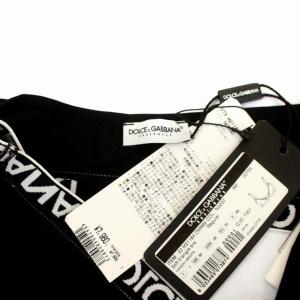 D&G アンダーウェア UNDERWEAR ロゴデザイン カットソー ノースリーブ リボン プルオーバー USA32 黒 ブラック