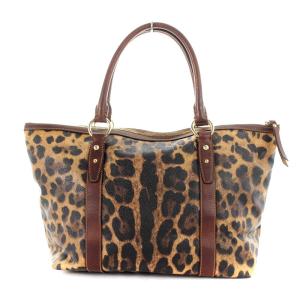 DOLCE&GABBANA トートバッグ レオパード レザー 茶 ブラウン