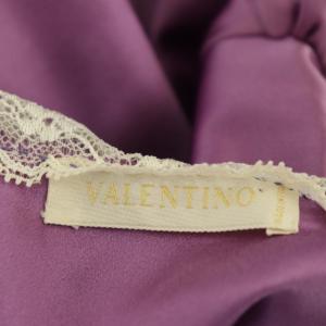 VALENTINO エンベリッシュベルトデザイン レースカラー ブラウス プルオーバー 長袖 サテン 紫 パープル