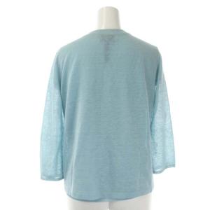 LANVIN COLLECTION アンサンブル カーディガン 長袖 カットソー Vネック フレンチスリーブ リネン 38 ライトブルー