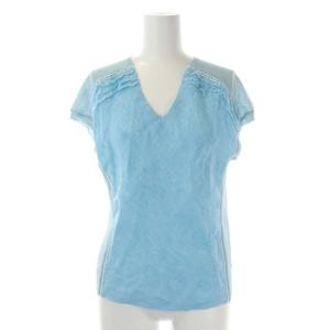 LANVIN COLLECTION アンサンブル カーディガン 長袖 カットソー Vネック フレンチスリーブ リネン 38 ライトブルー