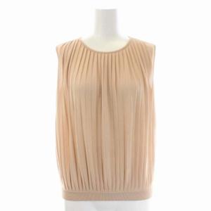 EPOCA プリーツ アンサンブル ジップアップカーディガン 長袖 ノースリーブニット カットソー 40 ピンクベージュ