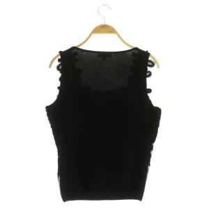 EPOCA フラワーレース ノースリーブトップス カットソー リネン 40 黒 ブラック