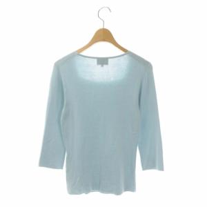 LANVIN COLLECTION シルク ニット セーター スクエアネック 七分袖 薄手 38 ライトブルー