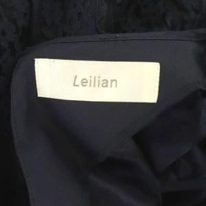 Leilian 総レースワンピース ノースリーブ ロング チュール 9 紺 ネイビー