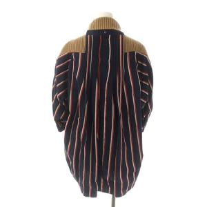 sacai シャツ切替ニット ストライプ タートルネック 1 ブラウン