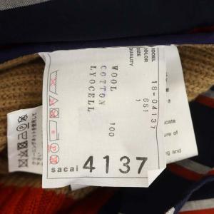 sacai シャツ切替ニット ストライプ タートルネック 1 ブラウン