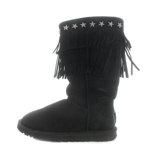 UGG australia JIMMY CHOO ムートンブーツ ショートブーツ スタッズ フリンジ 23cm 黒 ブラック N3045