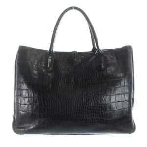 Longchamp ロゾ トートバッグ 型押し レザー 黒 ブラック