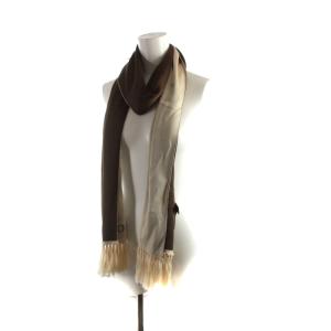 LOEWE マフラー シルク 絹 ロゴ 茶 ブラウン ベージュ OH