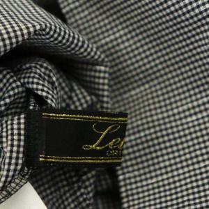 Leilian フリルギンガムチェックワンピース 半袖 ロング シルク 11 黒 ブラック オフホワイト