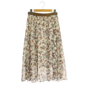 ペイズリースカート フレア ロング 38 アイボリー マルチカラー