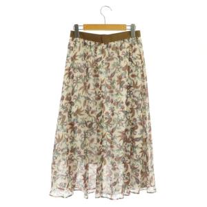 ANAYI ペイズリースカート フレア ロング 38 アイボリー マルチカラー