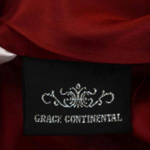 GRACE CONTINENTAL アブストラクトジャガードスカート ロング フレア 総柄 タック 38 ダークグレー 赤 レッド