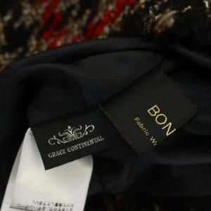 GRACE CONTINENTAL BONOTTO チェックツイードミニスカート タイト フリンジ ウール 38 マルチカラー