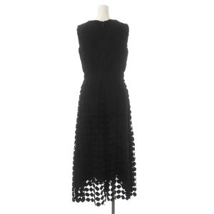 Grace Class ケミカル切替ワンピース ノースリーブ ロング 刺繍 36 黒 ブラック