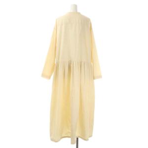nest Robe 21AW コットンラミー切替シャツワンピース ロング 長袖 バンドカラー F イエローベージュ