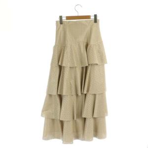 CELFORD 21AW パンチングレザーティアードスカート フレア ロング フェイクレザー 36 ベージュ