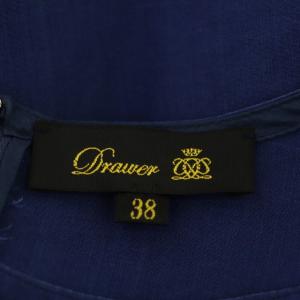 Drawer コットンシルクぺプラムブラウス 長袖 38 青 ブルー
