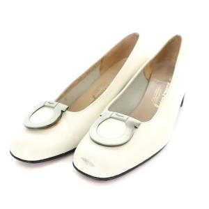 パンプス スクエアトゥ ガンチーニ 6.5 24.0cm アイボリー