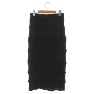 ISSEY MIYAKE ハート Haat ギャザースカート ロング タイト コットン チャコールグレー