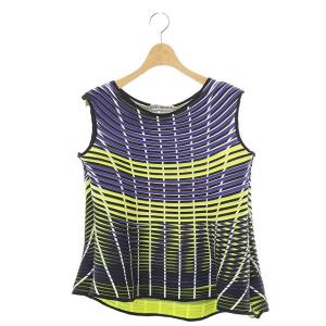 3Dプリーツトップス カットソー ノースリーブ 2 イエロー パープル