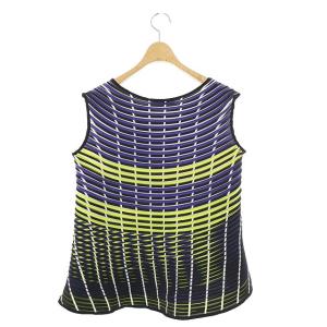 ISSEY MIYAKE 3Dプリーツトップス カットソー ノースリーブ 2 イエロー パープル