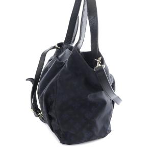 russet トートバッグ ショルダーバッグ ナイロン モノグラム ポーチ付き 紺 ネイビー