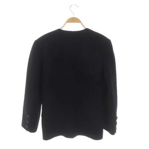 YVES SAINT LAURENT ショート丈ジャケット ノーカラー 背抜き ウール M 黒 ブラック