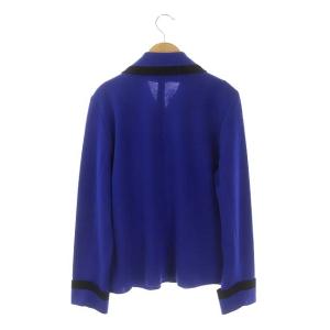 YVES SAINT LAURENT ジャケット ニット ステンカラー ウール L 青 ブルー 黒 ブラック