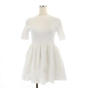 22SS ペプラム ショートスリーブ ニット カットソー チュニック 半袖 白 ホワイト