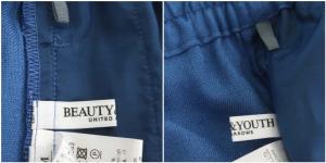 BEAUTY&YOUTH UNITED ARROWS リネンライク ドローストイージーパンツ テーパード M 青 ブルー