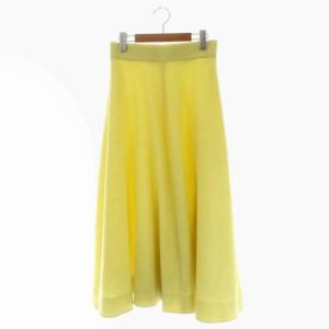 21SS ウール ロング フレアスカート 38 黄色 イエロー