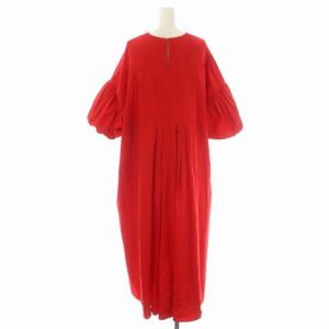 ENFOLD 22SS Washed CODRESS ワンピース ロング バルーンスリーブ 36 赤